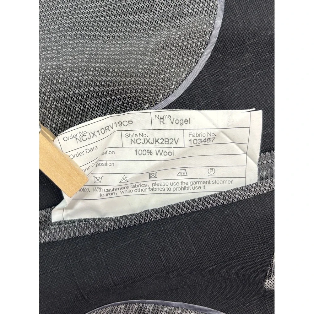Langel Woods Bespoke 50S 44x30 Charcoal Plaid 2pc Pant Suit USA All Season Wool